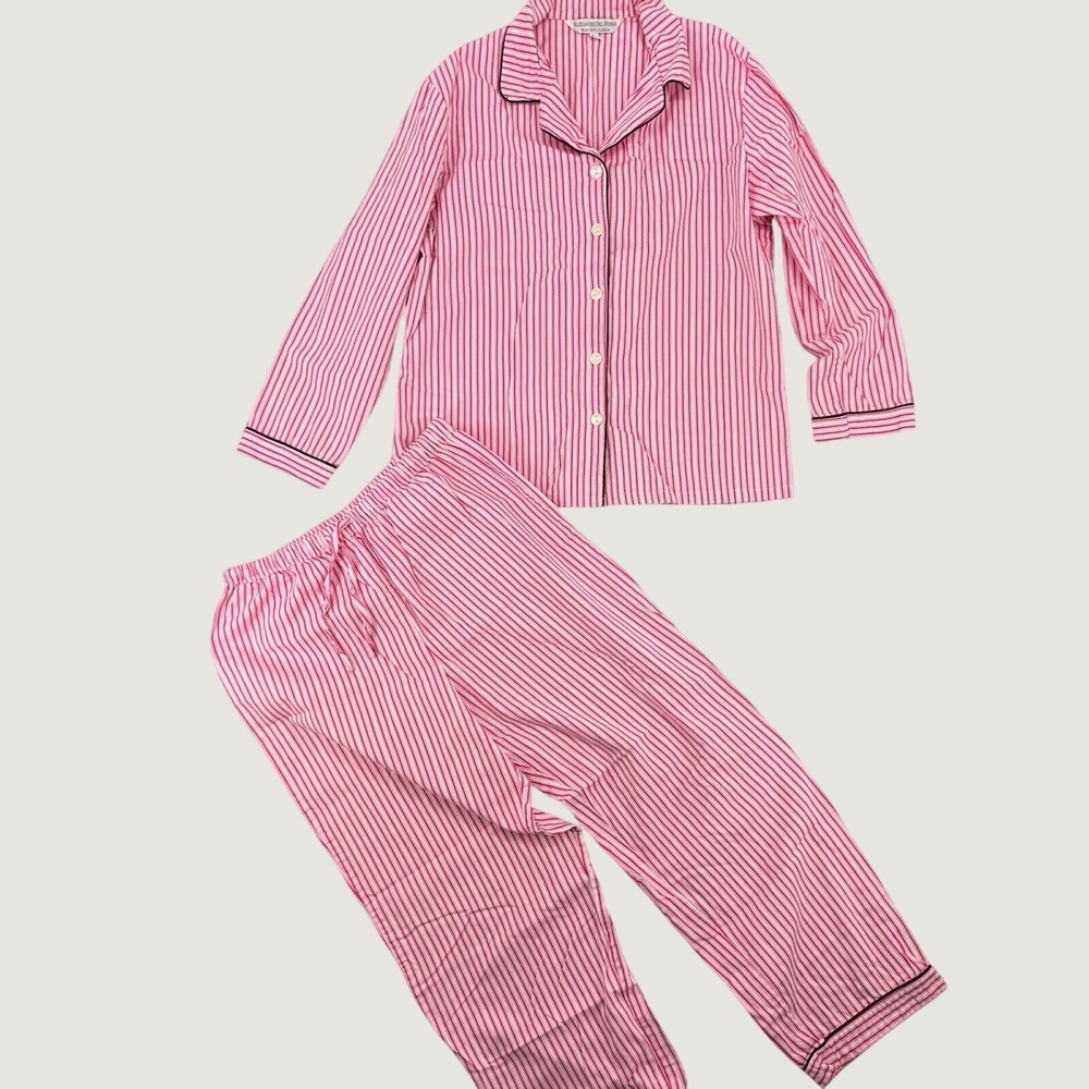 Alexander Del Rossa Cotton Flannel Striped Pajamas S Barbiecore Preppy Sleepwear